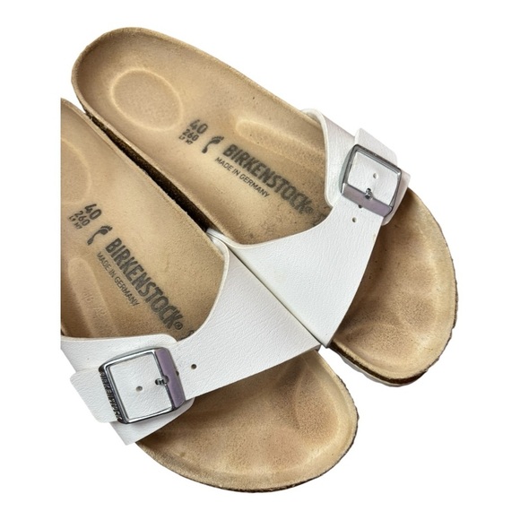 Birkenstock Madrid Birko-Flor - White Buckle Unisex L9 M7 - Picture 8 of 13